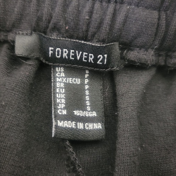 Forever 21 Womens Sweatpants Small Black‎ Yellow Stripe Drawstring Activewear - Picture 8 of 13